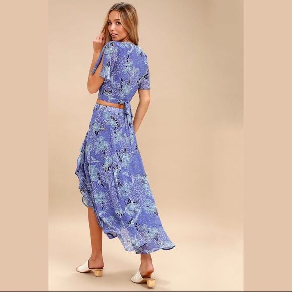 ✨HP✨Views Periwinkle Blue Floral Print Maxi Skirt✨ - Picture 4 of 8